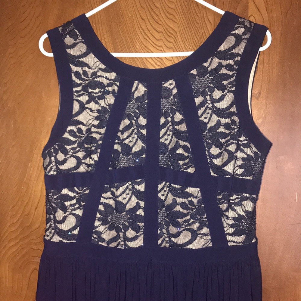 Empire Style Navy Blue Floor Length Dress